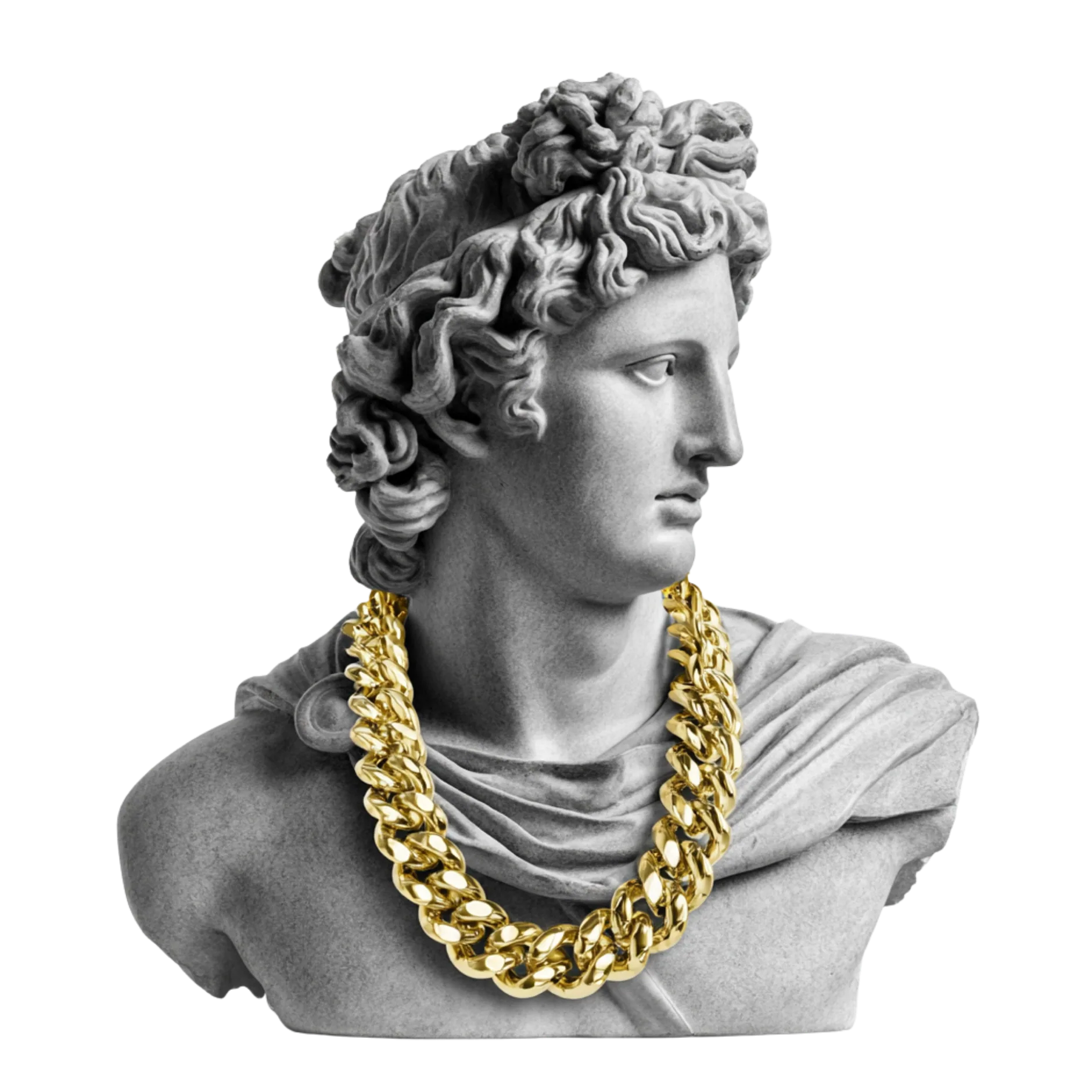 Busto di Apollo con catena d'oro