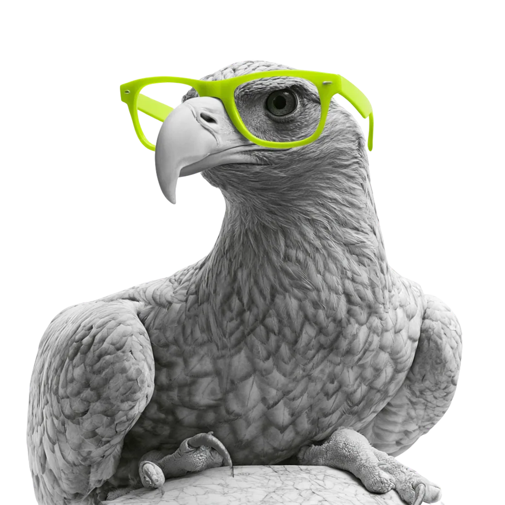 Aquila classica con occhiali