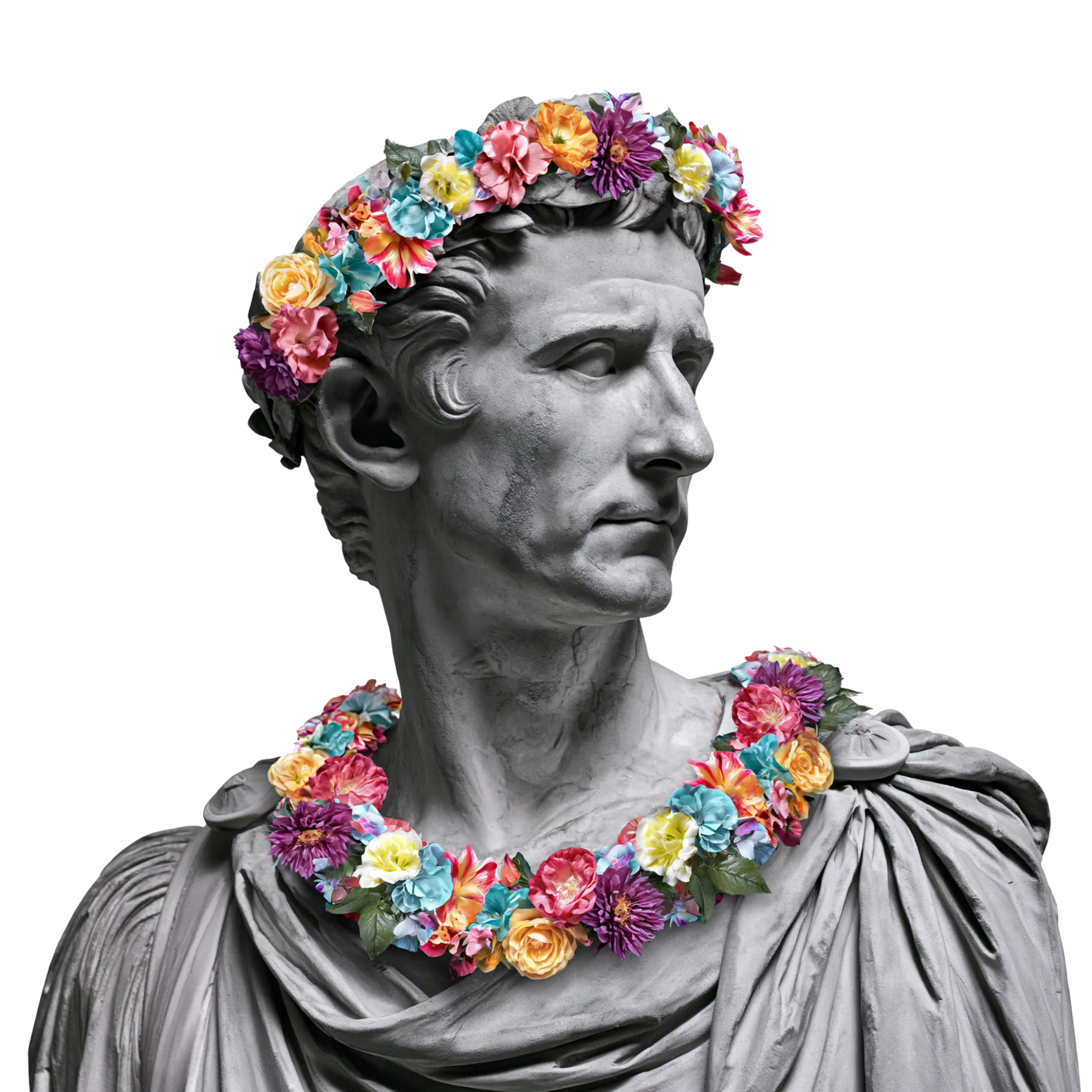 Busto classico coronato di fiori
