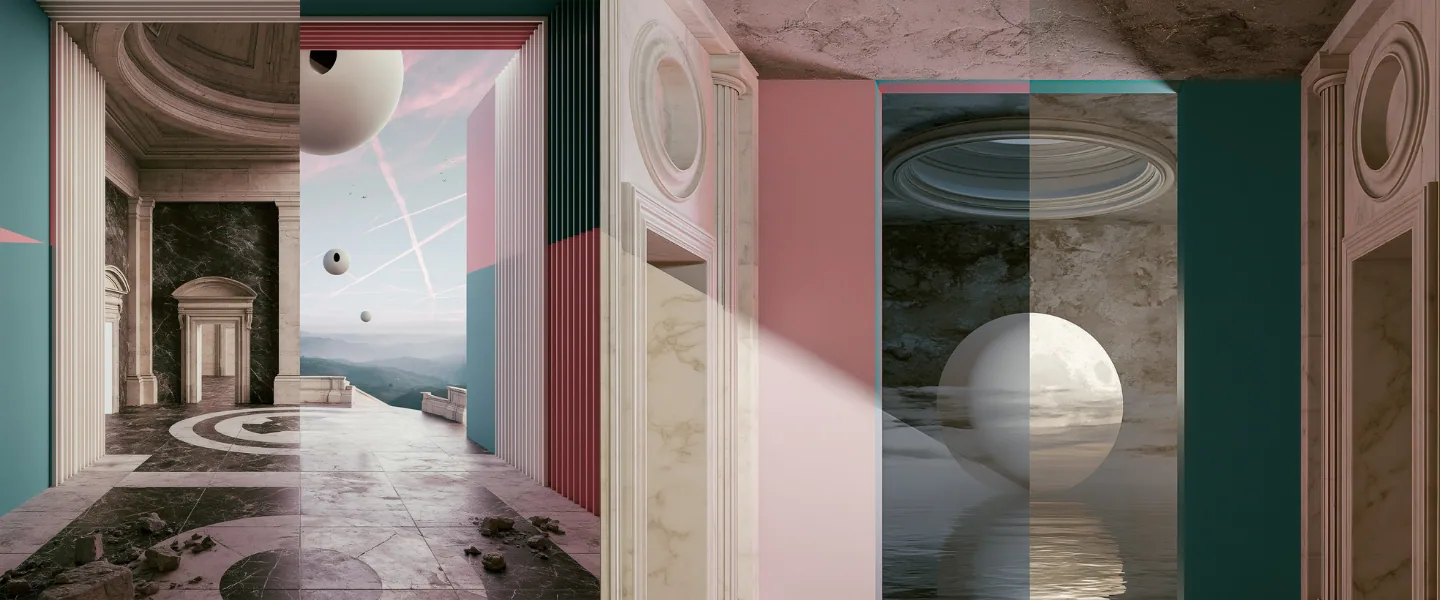 Interno neoclassico surreale
